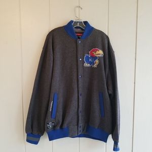 Men's Kansas Jayhawks KU Snap Jacket  Franchise Officially Licensed Grey…